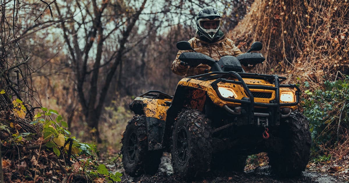 Man riding atv in the forest