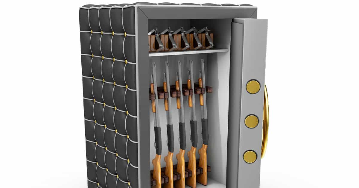 Gun safe on white background